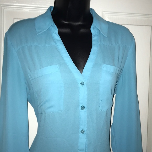 Express portofino blouse in aqua blue - Picture 4 of 4